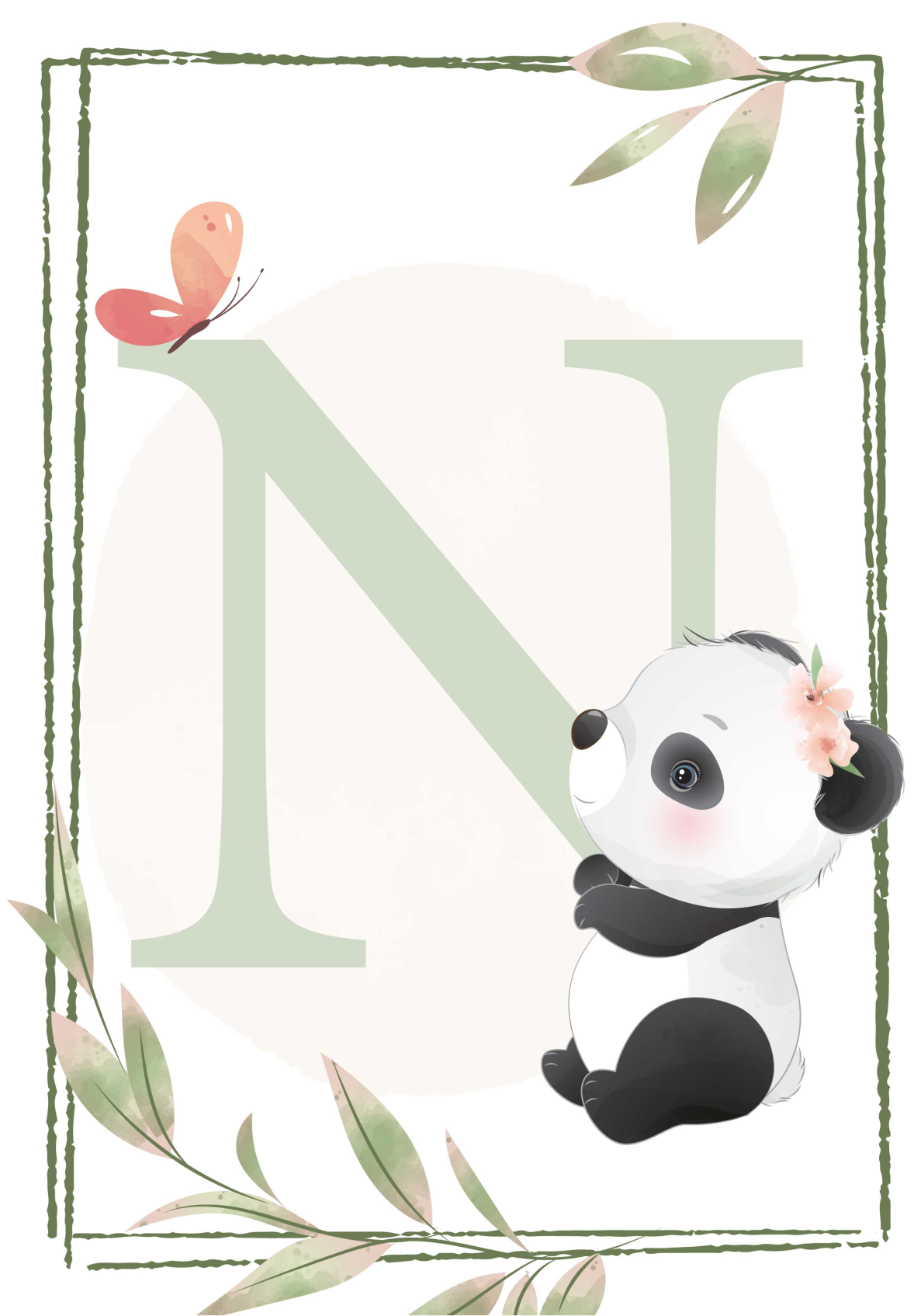 Poster Chambre Enfant Panda Lettre Personnalis Tenstickers