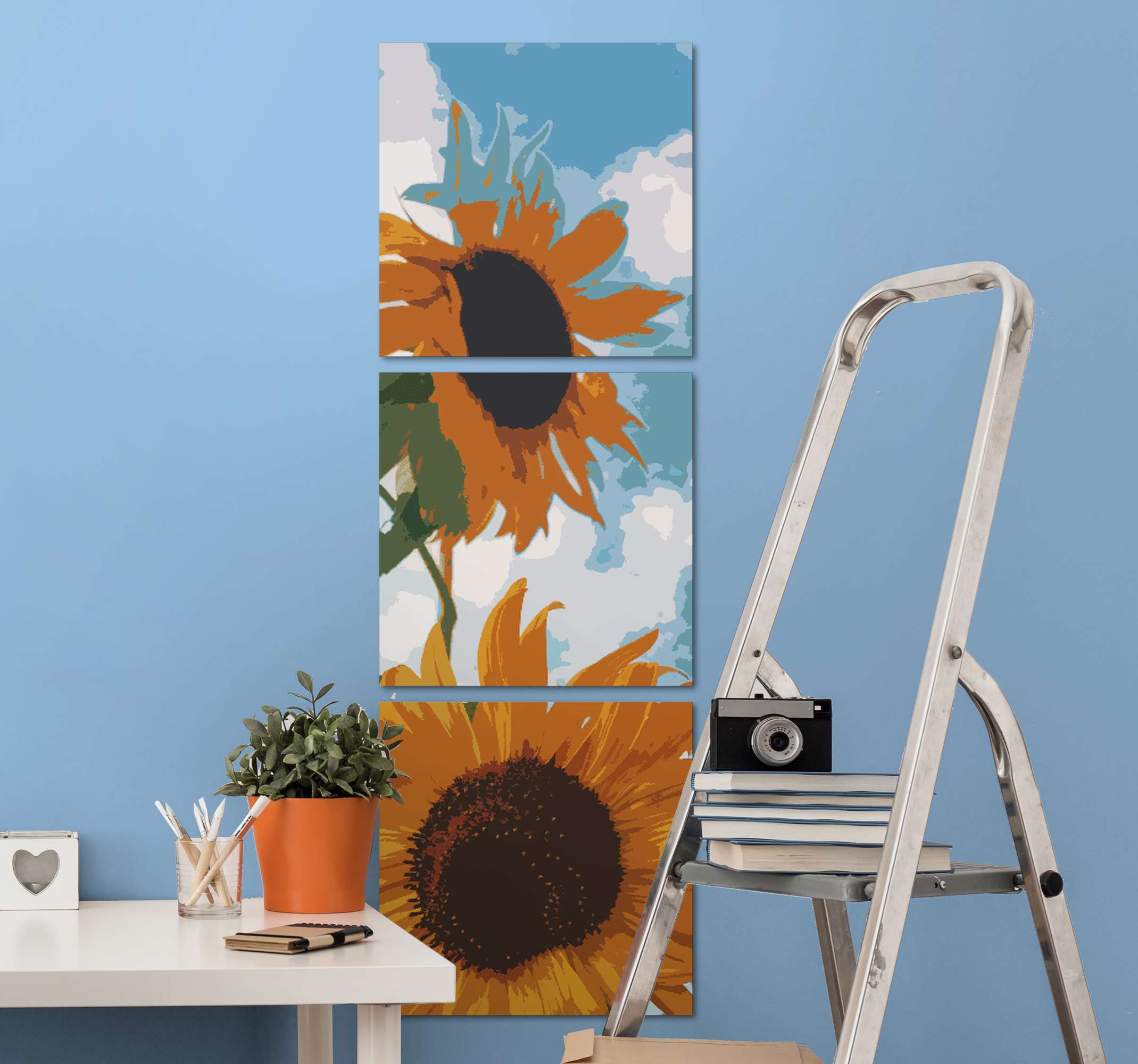 Quadro Decorativo De Flores Dois Girass Is Laranja Tenstickers