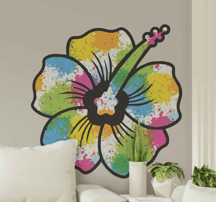 Bloemen Stickers Hibiscus Plons Tenstickers