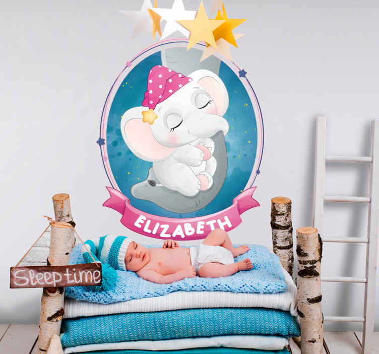 Sticker Mural Chambre Enfant L Phant Mignon Pour Fille Avec Nom