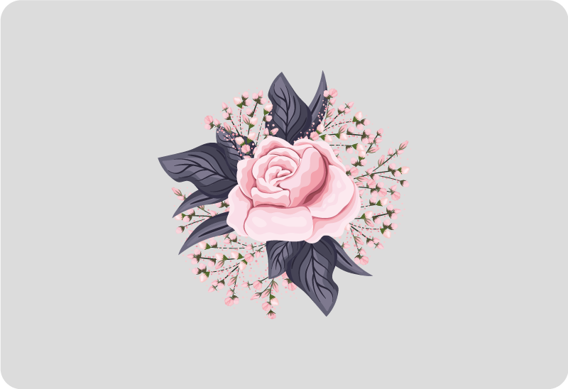 Sticker Pc Design Tonnant Floral En Rose Tenstickers