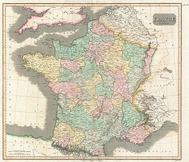 Sticker carte de France années 1800 TenStickers