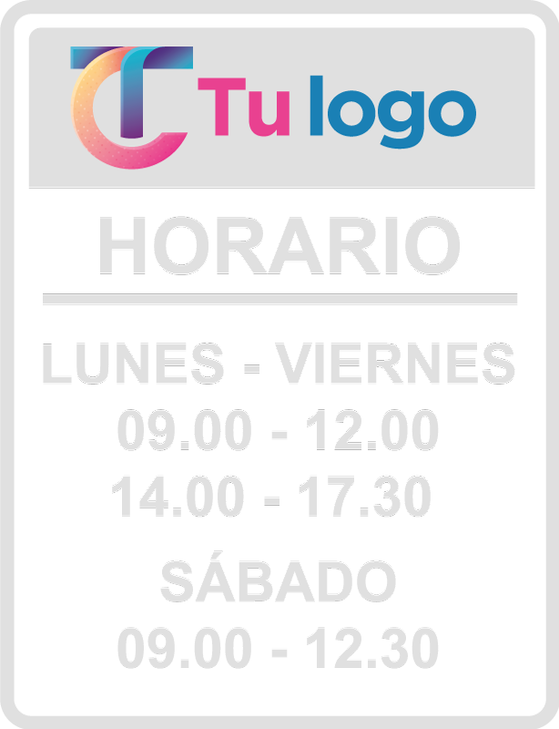 Vinilo Para Escaparate Horario Con Logo Personalizado TenVinilo