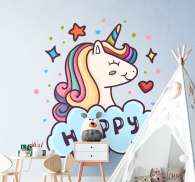 Sticker Mural Cin Ma T Te De Licorne Dans Le Nuage Tenstickers