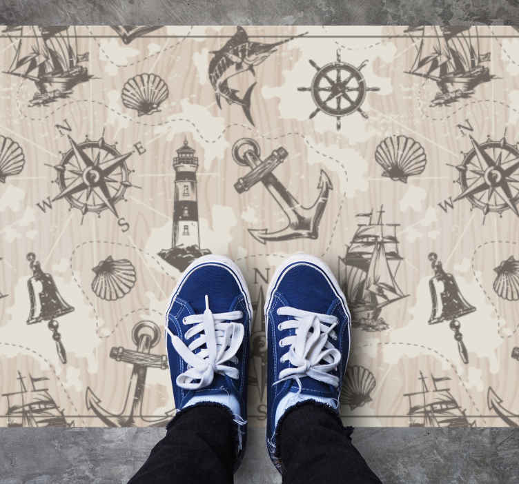 Tapis Vinyl Couloir Ancres Sur Le Mod Le De Planches De Bois Tenstickers