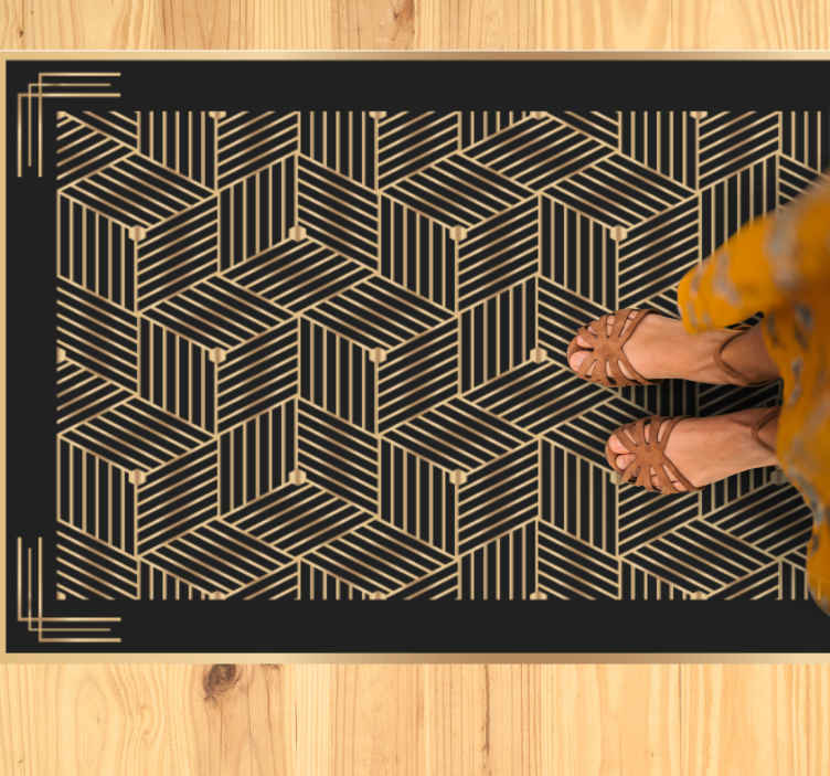 Alfombra Vin Lica Geom Trica Patr N Decorativo Geom Trico Dorado