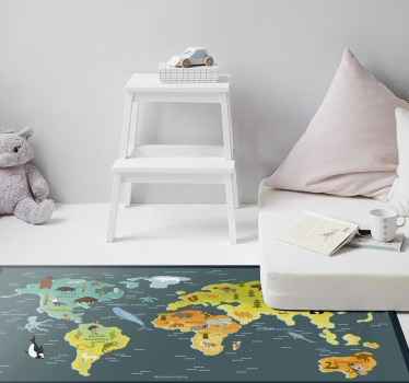 Tapis En Vinyle Mappemonde Ambiance Mondiale Tenstickers