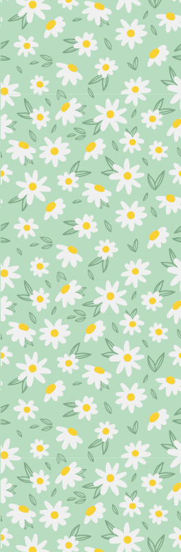 Daisy Flowers On A Green Background Hallway And Stairs Wallpaper