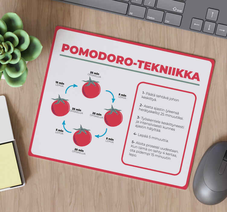 Pomodoro opiskelutekniikka alkuperäinen hiirimatto - Tenstickers