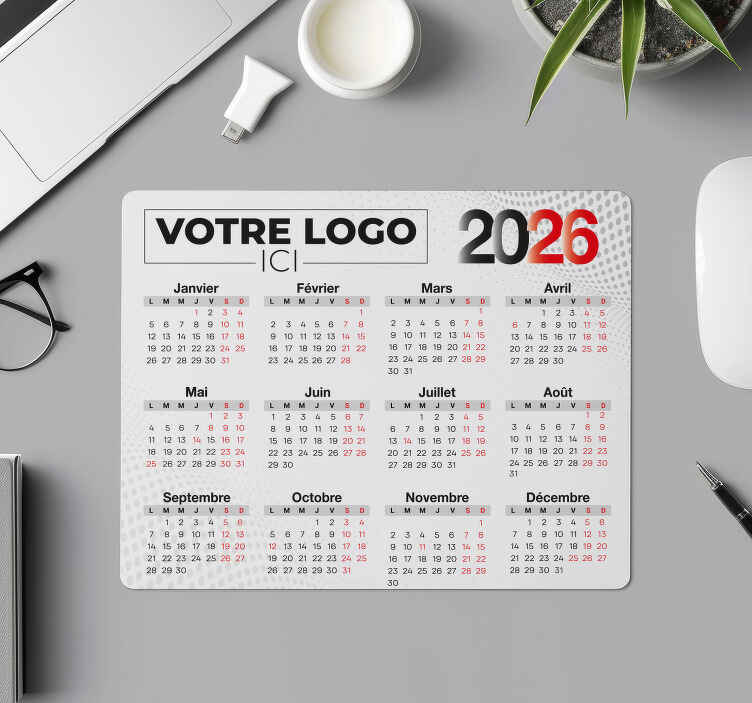 Tapis de souris personnalisable calendrier 2026 logo - TenStickers