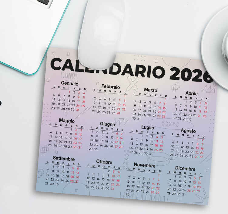 Tappetino mouse calendario 2026 - TenStickers