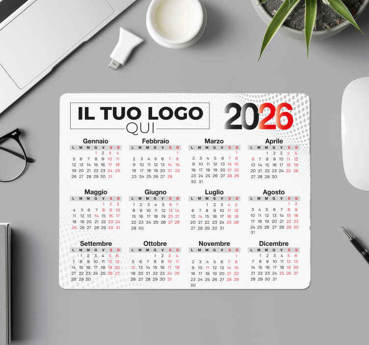 Tappetino mouse con nome calendario 2026 con logo - TenStickers