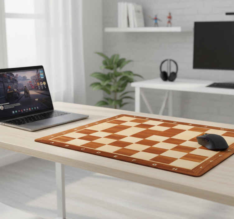 Mouse pad gaming tablero de ajedrez de madera - TenVinilo