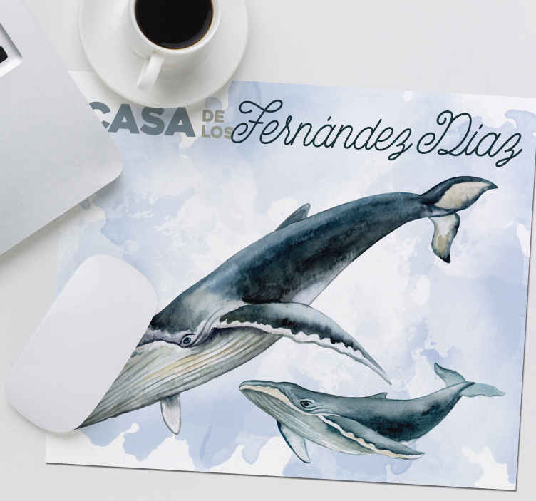 Alfombrilla ratón familia ballenas personalizable - TenVinilo