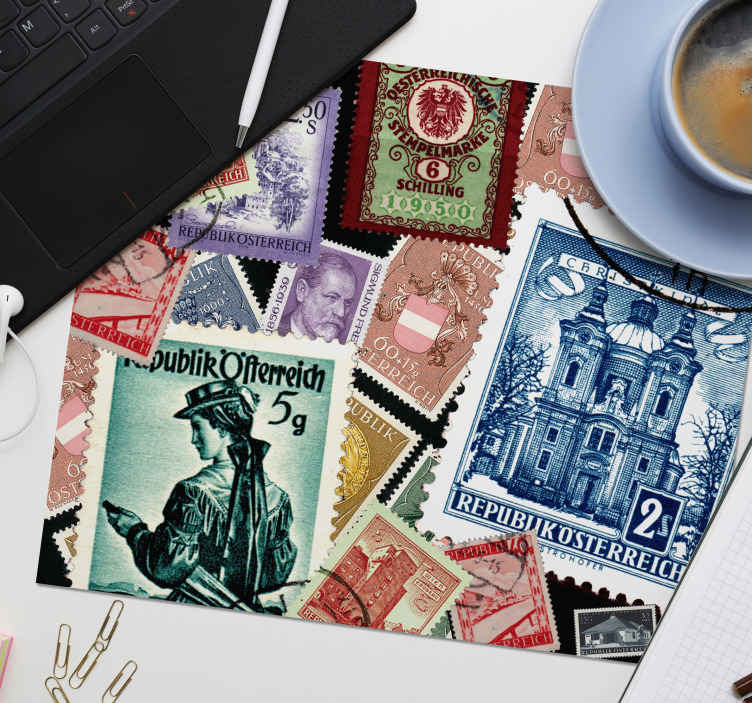 Mousepad Weltkarte österreichische reisestempel - TenStickers