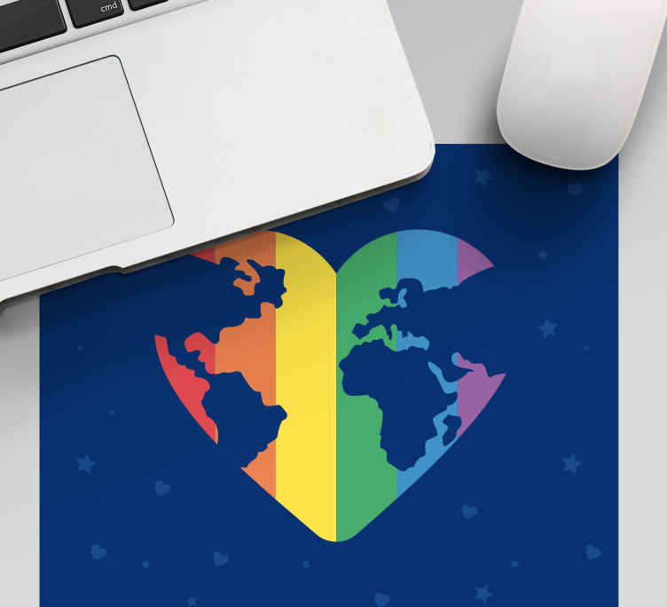 Heart-shaped world map mouse pad - TenStickers