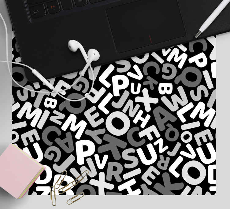 Aakkoset mustavalkoinen Alkuperäinen hiirimatto - Tenstickers