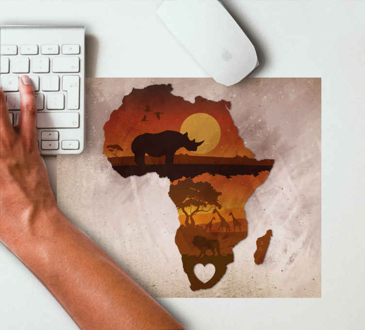 Africa with savana image world map mouse pad - TenStickers