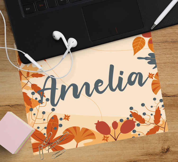 Podkładka pod mysz z imieniem eleganckie kwiaty jesieni - TenStickers