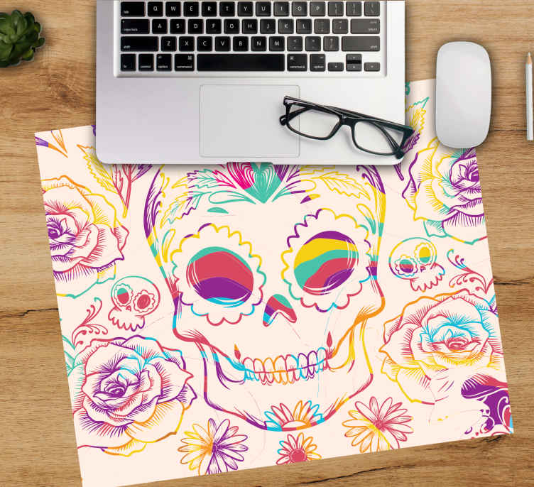 Tapis de souris original crâne floral coloré - TenStickers
