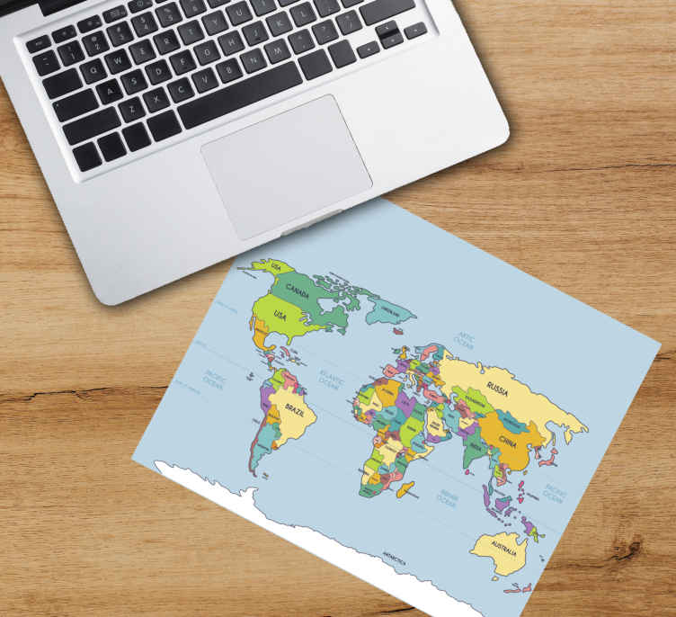 tegenkomen groep navigatie Wereldkaart muismat Geografisch en politiek - TenStickers