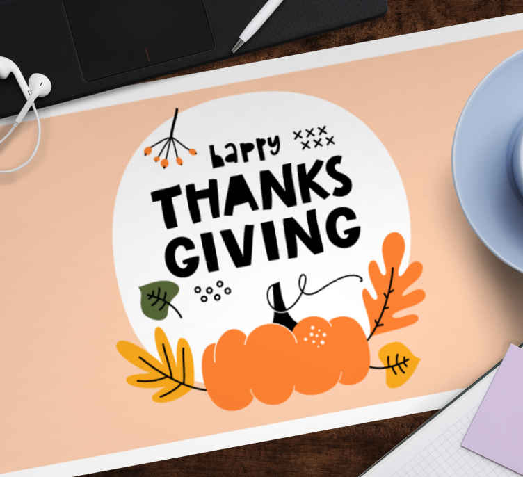 Minimal thanksgiving pumpkin text mousepads - TenStickers