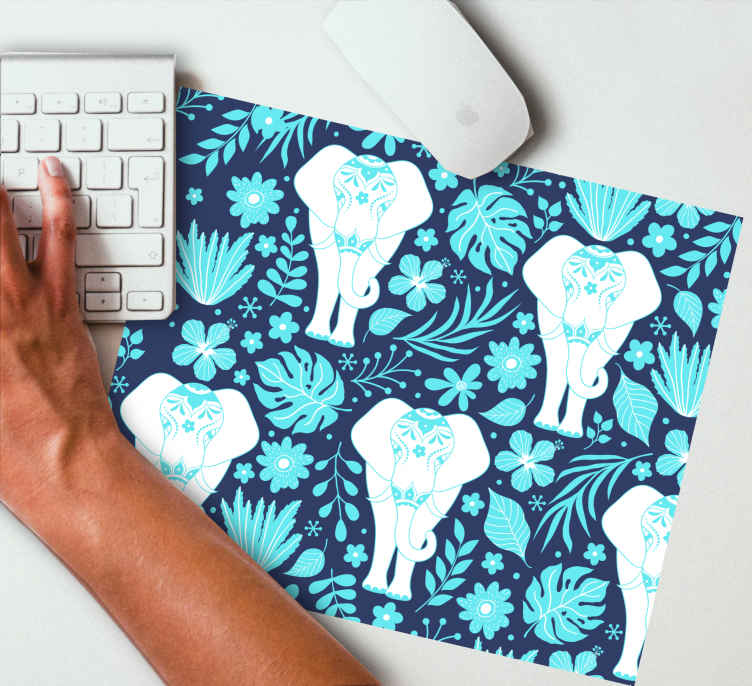 Podložka pod myš so vzorom elegantný slon s kvetmi - Tenstickers