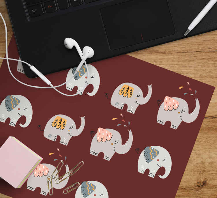 Oryginalna podkładka pod mysz wzór z uroczymi słoniami - TenStickers