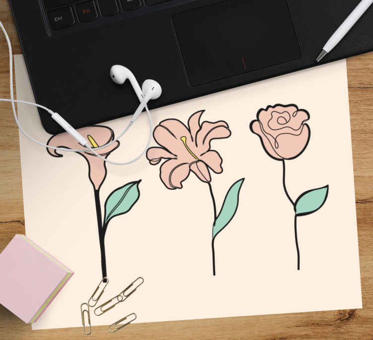 Alkuperäinen hiirimatto kukkaisten eleganssi trio - Tenstickers