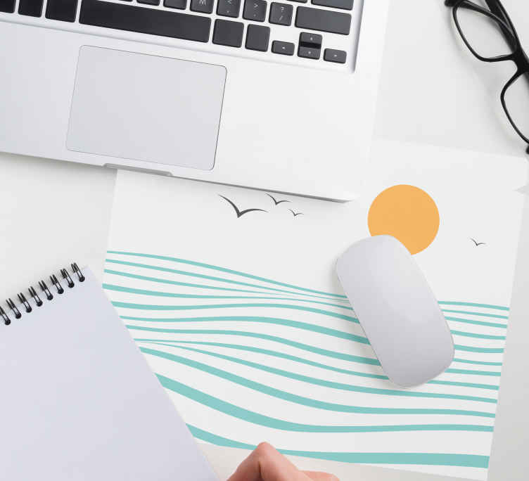 Podložka pod myš so vzorom slnečné plážové vlny - Tenstickers