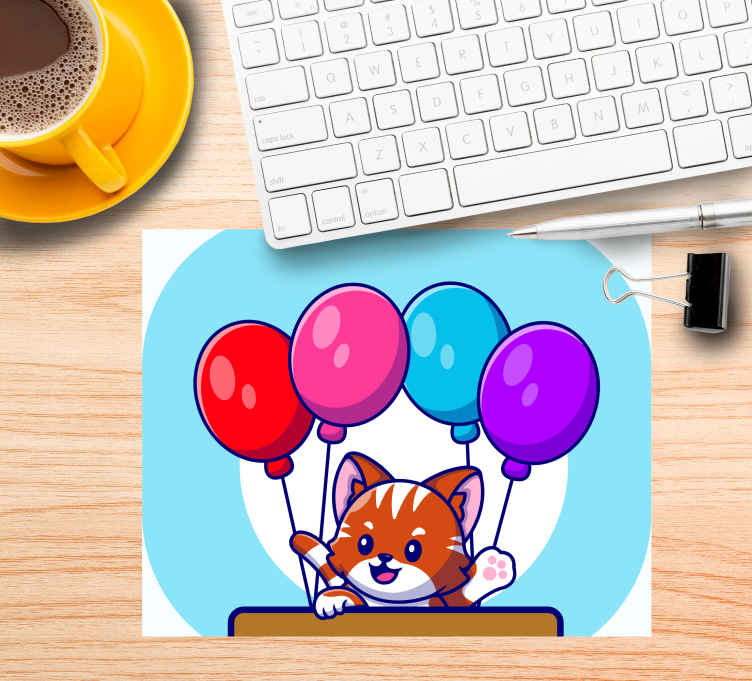 Anime mousepad cute cat balloons - TenStickers