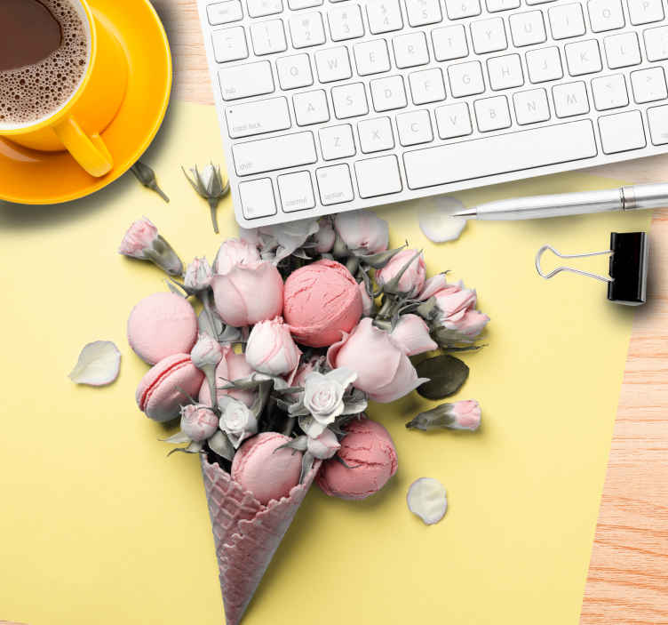 Tapis de souris original cône de glace floral - TenStickers
