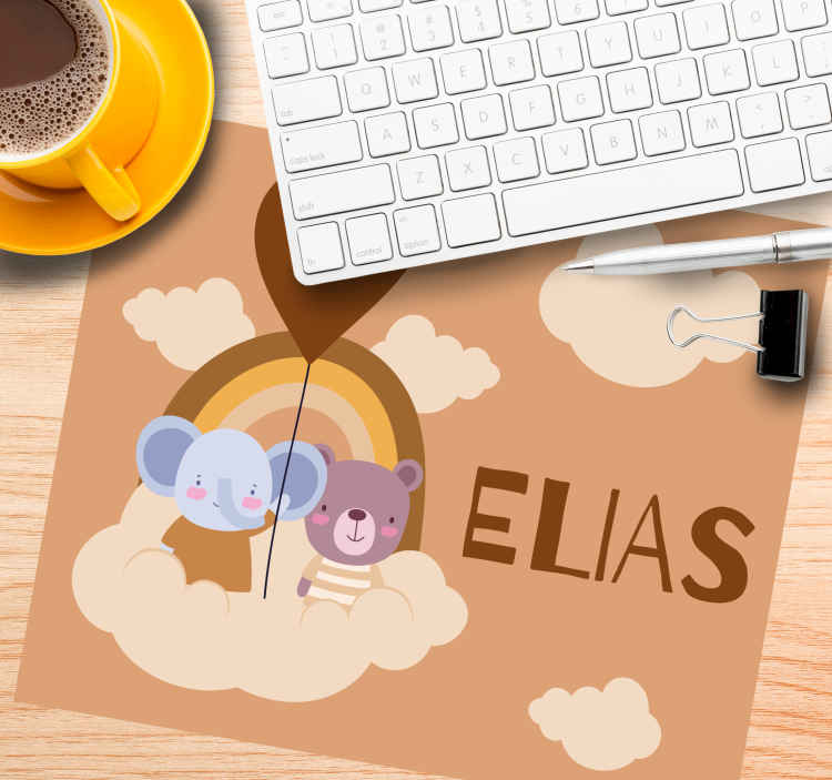 Beige ballon med nuttet bjørn elefant musemåtte - TenStickers