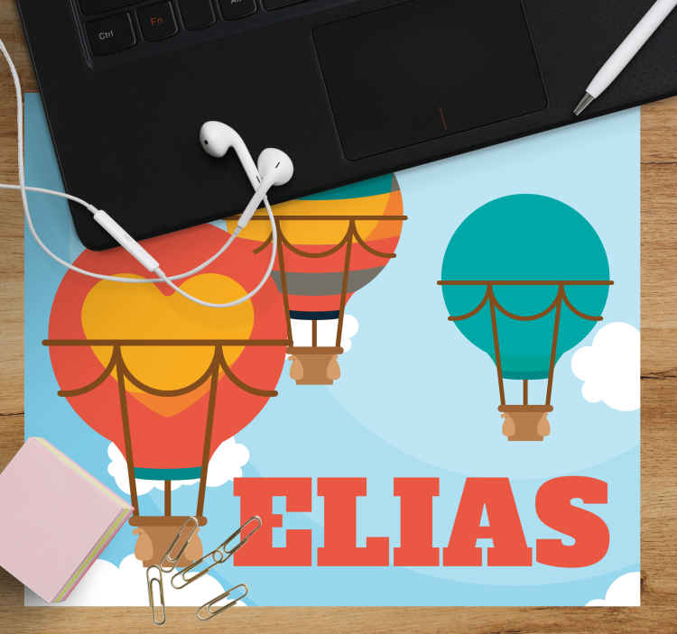Tappetino per mouse con nome Tre palloncini colorati con nuvole