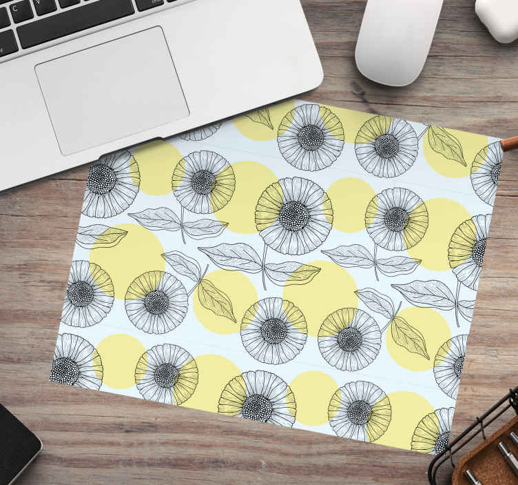 Mouse pad con motivi e texture Fiori esotici e il sole