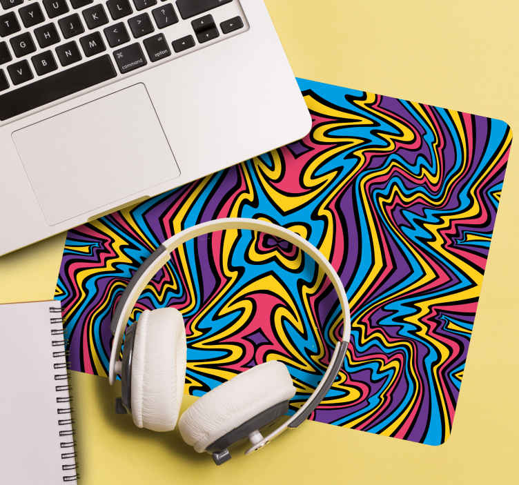 Vivid colors groovy lines original mouse pad - TenStickers