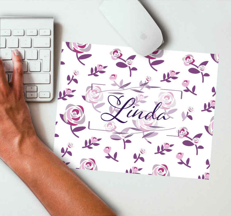 Tappetino per mouse con nome Motivo a rose con nome
