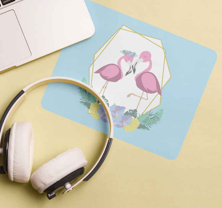 Mouse pad originale Fenicotteri rosa con palme