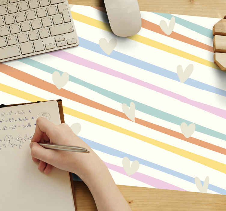 Mouse pad con motivi e texture Strisce con cuori