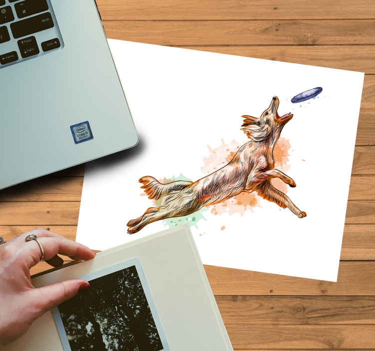 Cartoon dog with Frisbee  original mouse pad - TenStickers