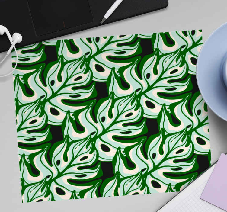 Mouse pad originale Motivo floreale splashy nero e verde
