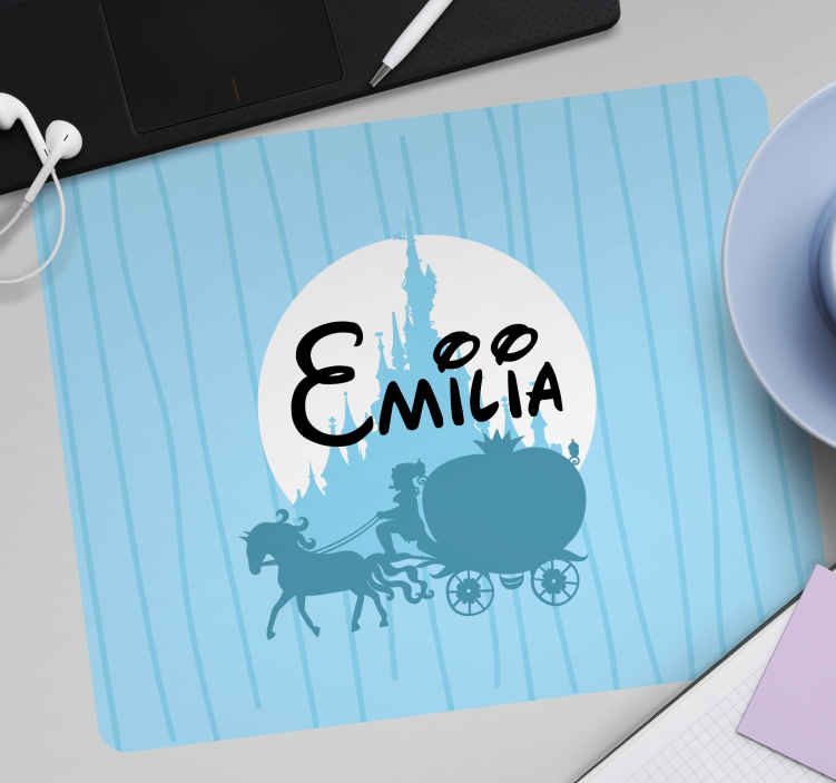 Tappetino per mouse con nome Castello con carrozza e cavallo