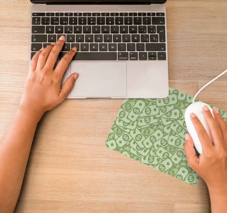 Dollar bills all over pattern vinyl mouse pad TenStickers
