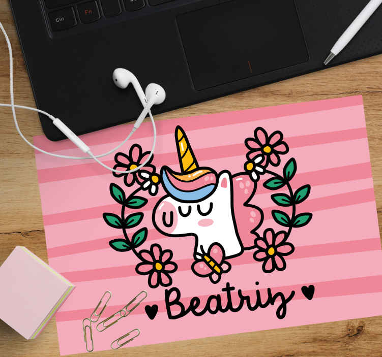 Alfombrilla para ratón personalizable Linda flor unicornio