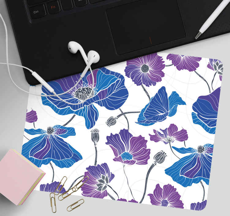 Blå og lilla haveblomster flere musemåtter - TenStickers