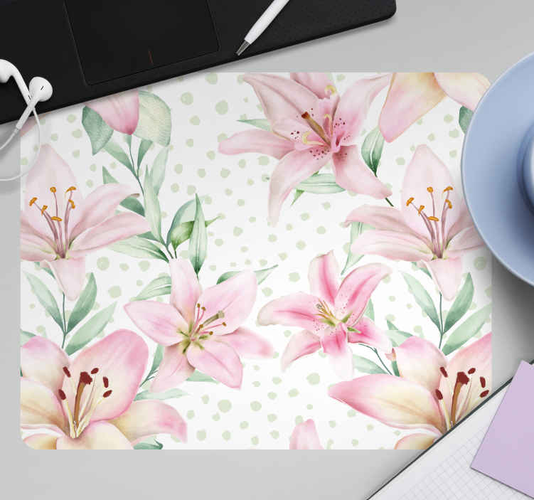 Fiori rosa acquerello più tappetini per il mouse