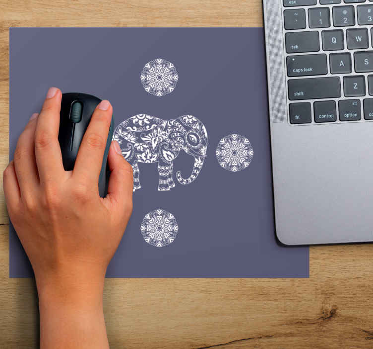 Hvid mandala elefant original musemåtte - TenStickers