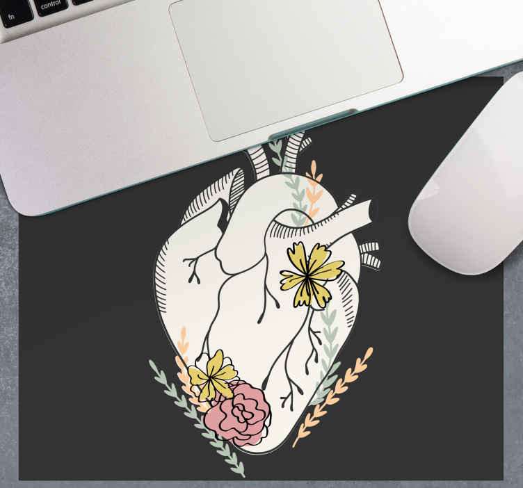 Hjerte med farverige blomster original musemåtte - TenStickers