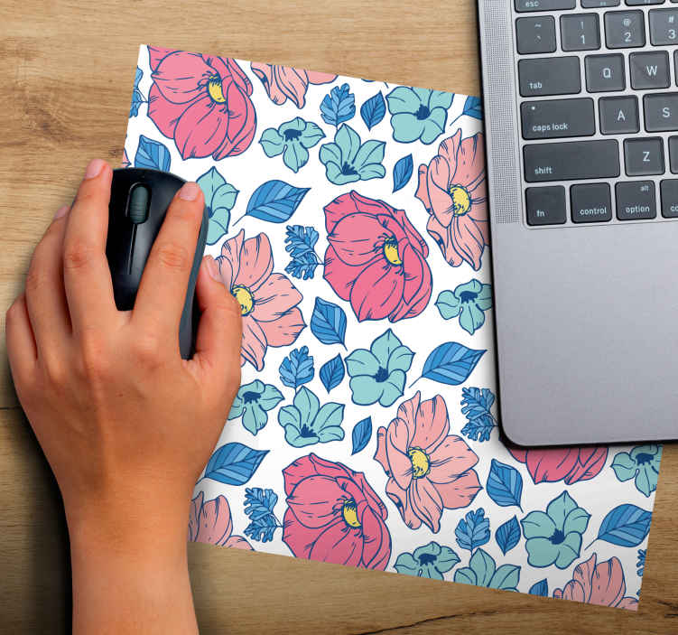 Delicate pink and blue flowers mouse pad - TenStickers