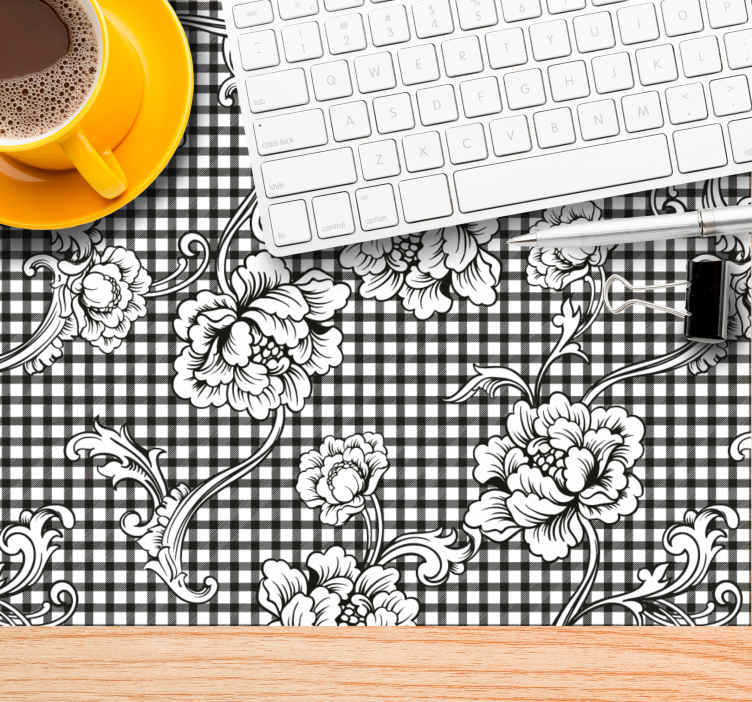 Mouse pad patterns floral checkered design - TenStickers